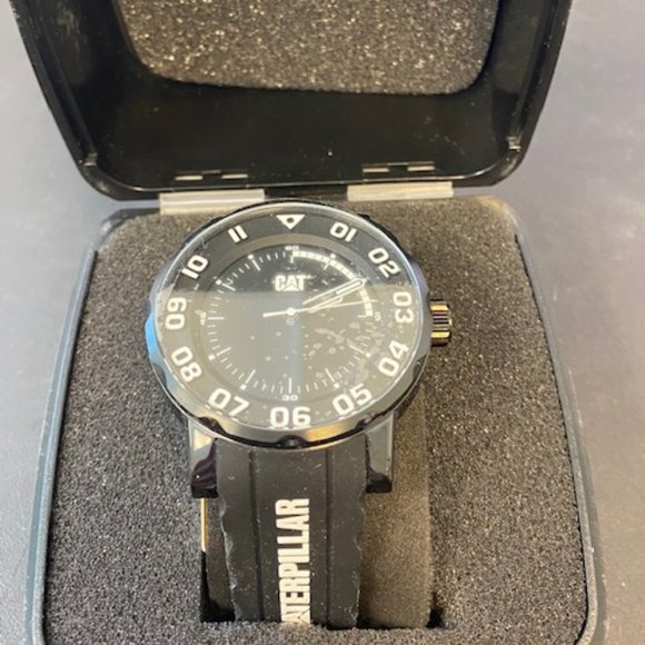 CAT Watch Men's Bold II Stainless Steel Analog-Quartz Watch/Silicone Band, Black - Picture 1 of 8